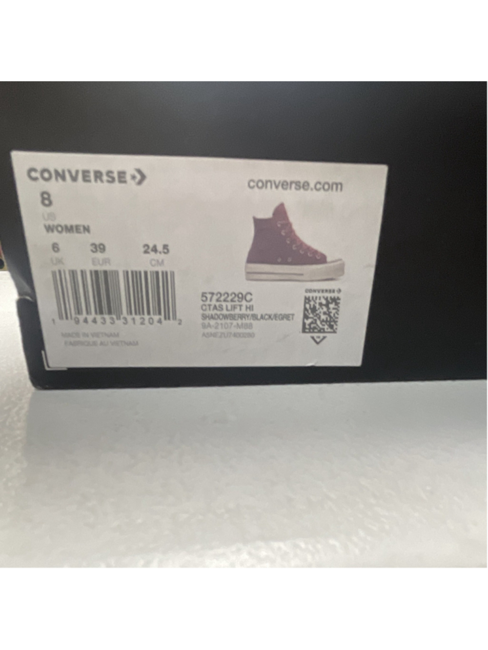 Converse Chuck Taylor All Star Lift Hi Platform High Top Shadowberry 572229C - Picture 7 of 10